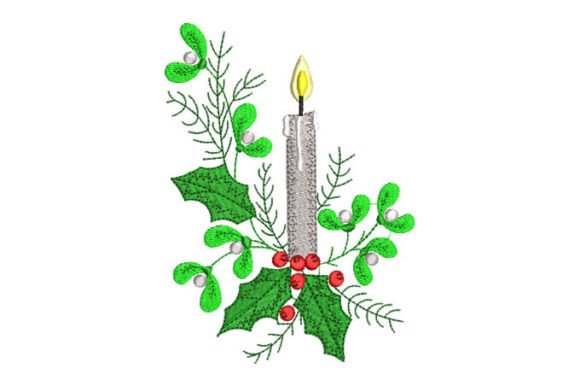 Christmas Candle with Green Leaves: A Seasonal Embroidery Review