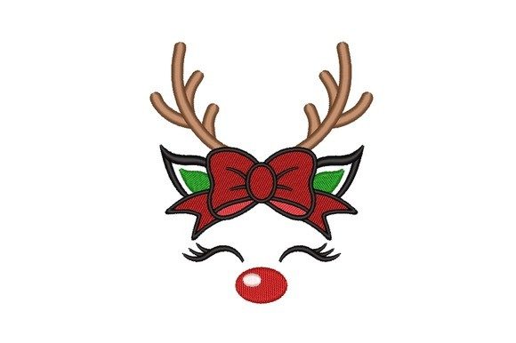 Christmas Reindeer Embroidery for Boutique Apparel
