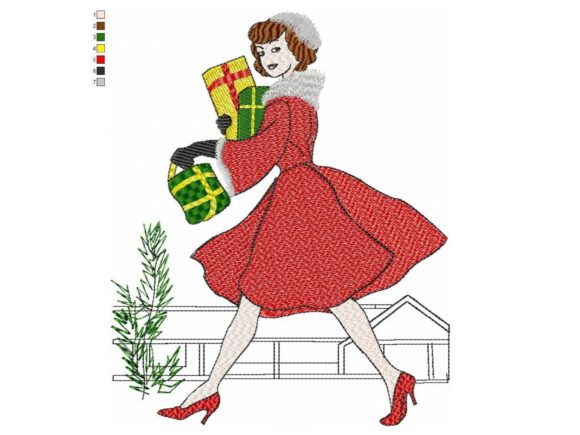 Christmas Shopping Lady: A Vintage Design for Modern Apparel