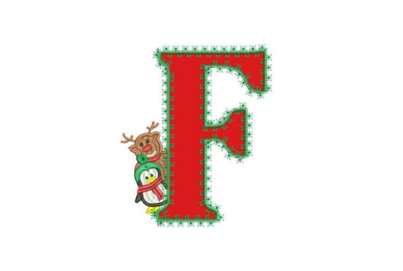 Creative Fabrica's Christmas Letter F Embroidery Design