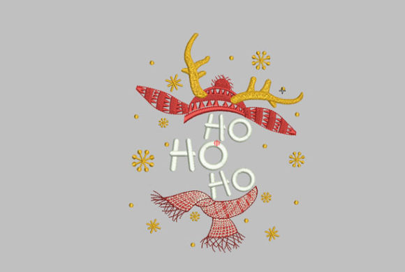 Ho Ho Ho with Reindeer and Santa Embroidery